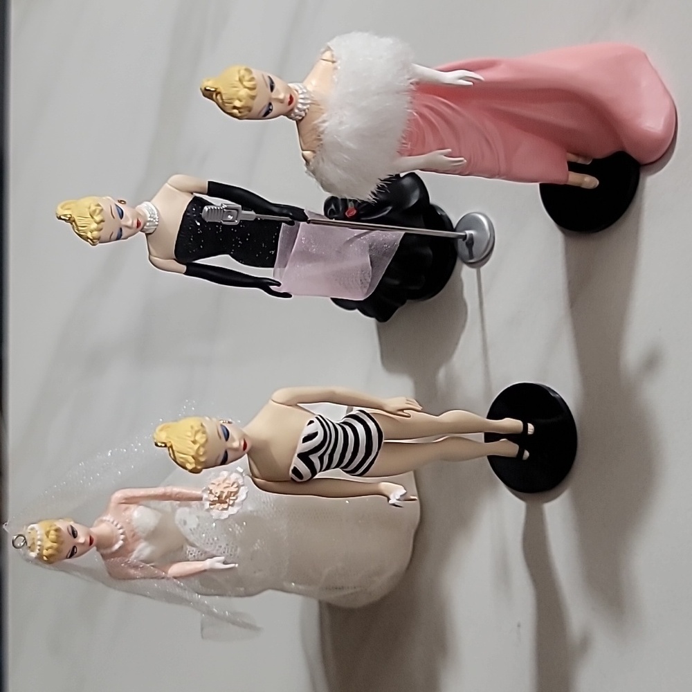 HALLMARK BARBIE ORNAMENTS VINTAGE 90's SET OF FOUR CHRISTMAS  HOLIDAY BARBIECORE